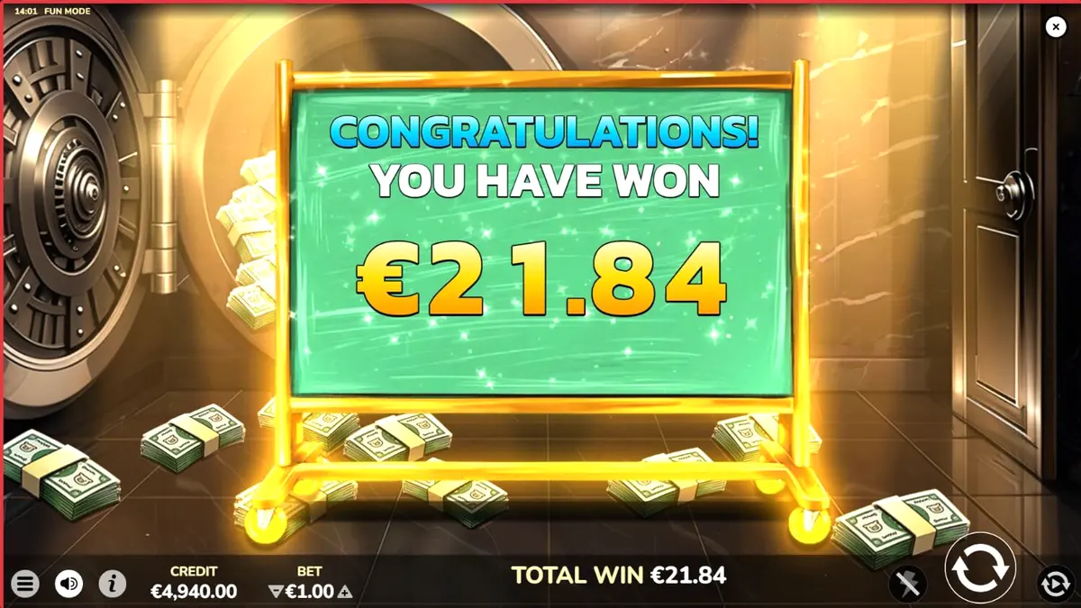 Mr. Porky Bankster 10,000 Ways slot game screen na nagpapakita ng marangyang opisina at mga simbolo ng yaman.